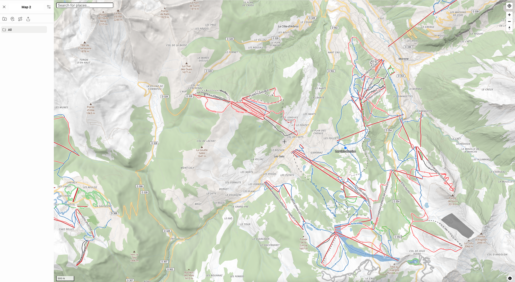 Interactive embed ski / outdoor map